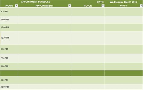 Free Printable Appointment Schedule Template For Excel Excel Tmp