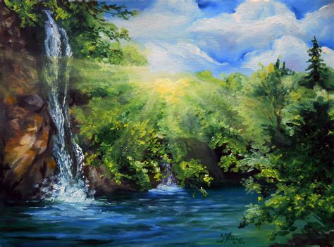 Waterfall Oil Painting At PaintingValley Explore Collection Of