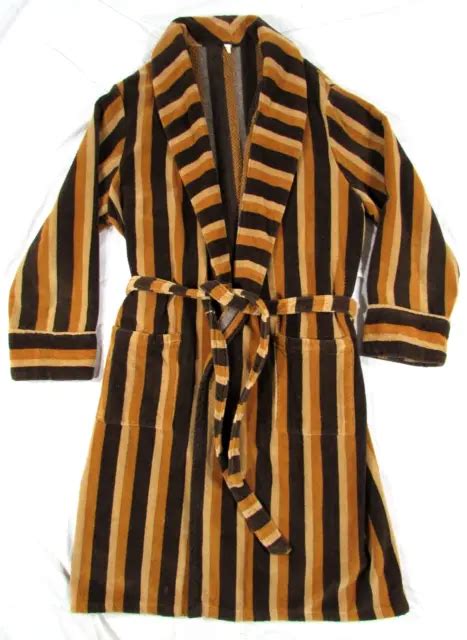 Vtg 1960s 70s Striped Terry Cloth Robe Mod 60s Taron Egerton Rocketman