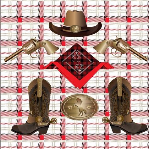 Plaid Red Western Cowboy Clipart Graphics High Resolution Graphic