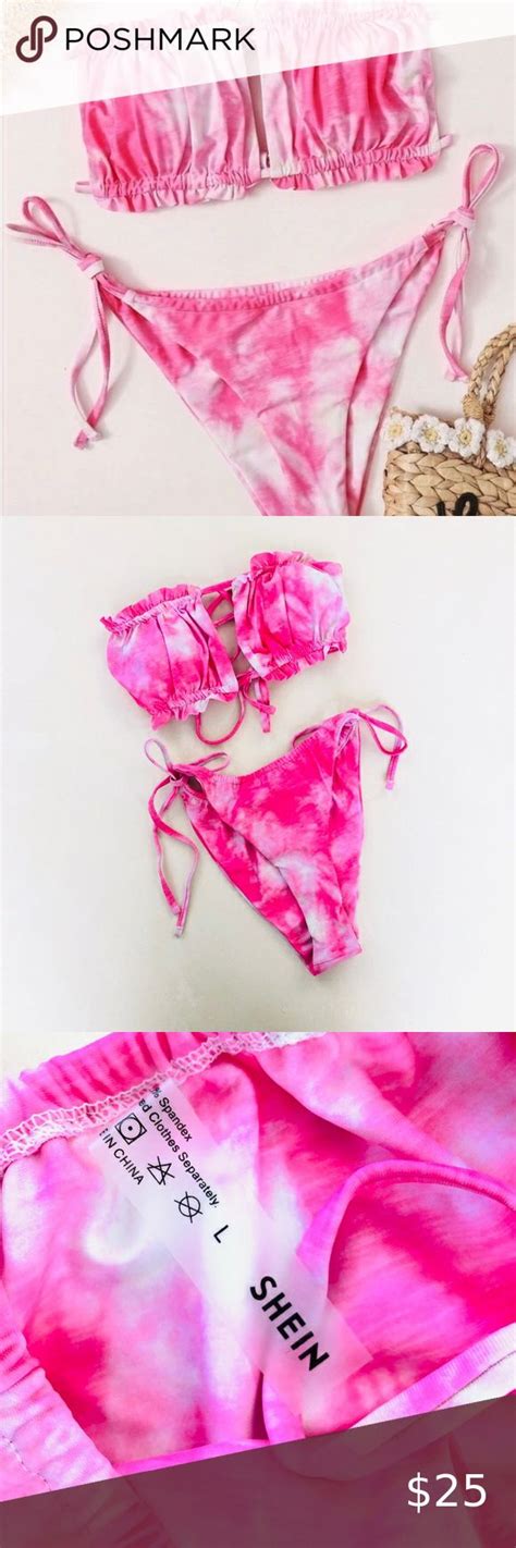 Shein Pink Tie Dye Bikini Large