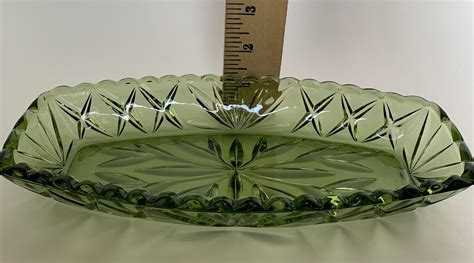 Hazel Atlas Green Glass Celery Dish Boat Plate With Etsy