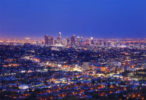 View Of The Downtown Los Angeles Skyline At Night From Griffith