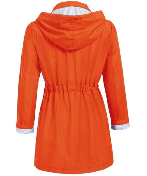 Women Lightweight Waterproof Hooded Active Outdoor Rain Jacket Orange