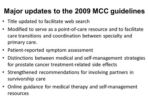 Recommendations For Prostate Cancer Survivorship Care An Update To The Michigan Cancer