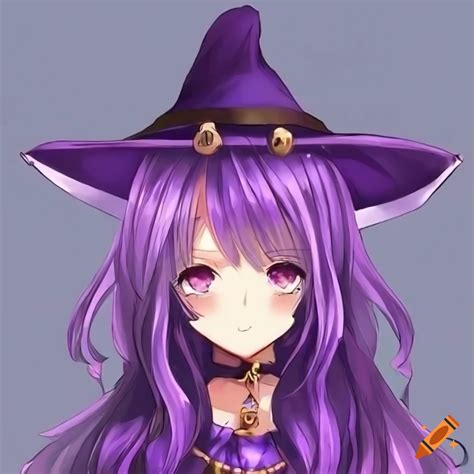 Cute Anime Witch Girl With Purple Attire