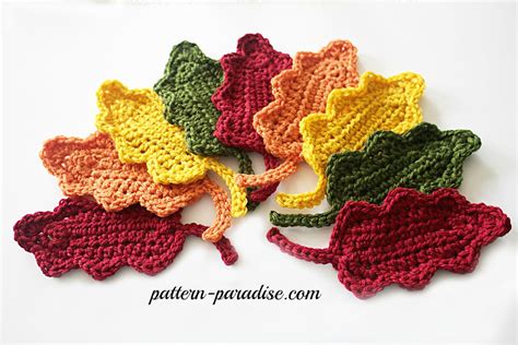Free Crochet Pattern Fall Oak Leaves Pattern Paradise