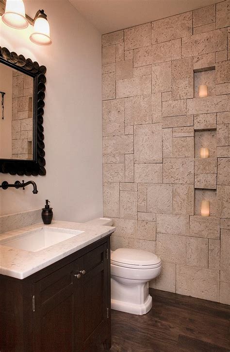 Honed stone tiles will typically this gives the stone tile more texture and allows stone such as granite or sandstones to be used in applications such as bathrooms, kitchens, or pool. 30 Exquisite and Inspired Bathrooms with Stone Walls