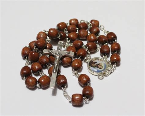 Chaplet Of St Anthony Wood Beads On Chain St Anthonys Rosary
