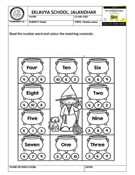 Kindergarten Number Names Worksheet Numbers Kindergarten Learning