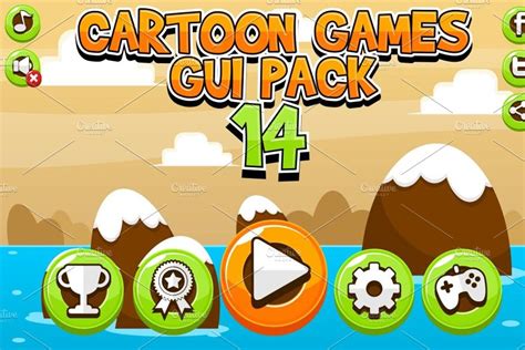 Cartoon Games Gui Pack 11 Pre Designed Illustrator Graphics