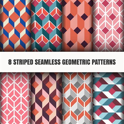 Set Of Striped Seamless Geometric Patterns Free Vector