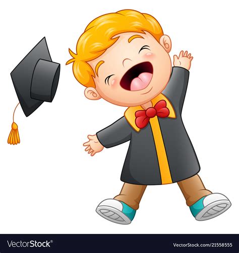 Happy Graduation Boy Cartoon Royalty Free Vector Image