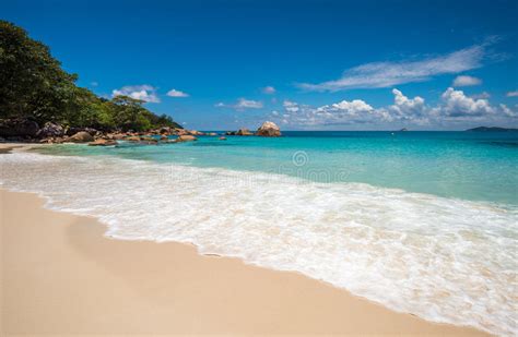 Tropical Island Beach Anse Lazio Praslin Seychelles Stock Photo