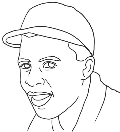 Jackie Robinson Realistic Clip Art Coloring Page And