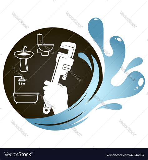 Wrench In The Hand Of A Plumber And Drops Water Vector Image