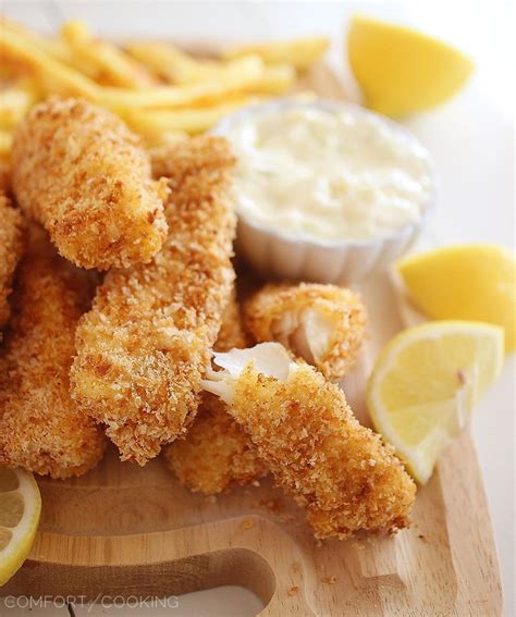 Crispy Baked Fish Sticks With Tartar Sauce The Comfort Of Cooking