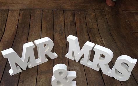 Wedding T Mr And Mrs Letters White Wooden Mr And Mrs Sign Top Table