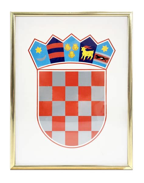 Coat of arms of Croatia - 35x50cm - with metal frame - gold - Fotex