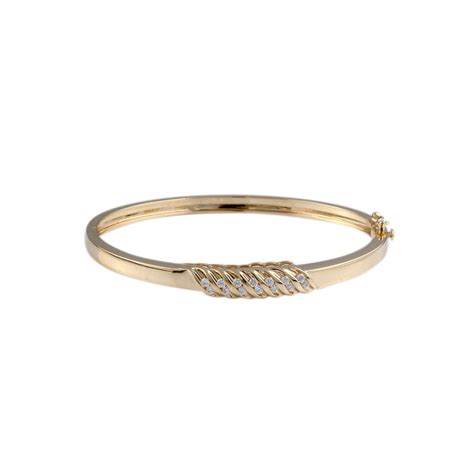 9ct Yellow Gold Diamond Set Bangle Diamonds From Personal Jewellery