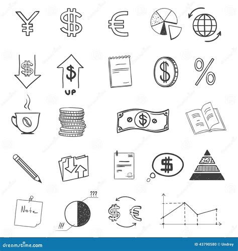 Hand Draw Business Finance Doodle Sketch Money Stock Vector Image