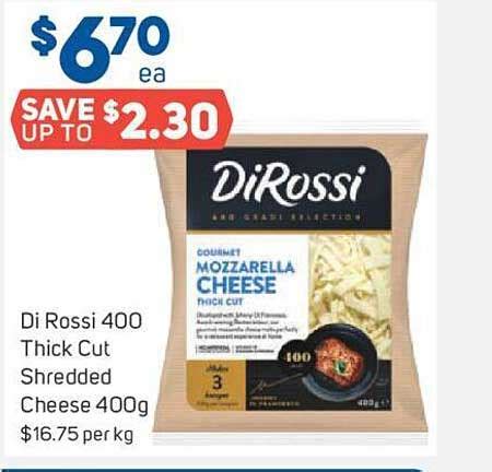 Di Rossi Thick Cut Shredded Cheese Offer At Foodland Catalogue Com Au