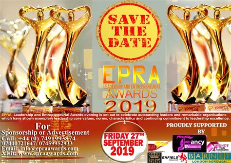 Save The Date Epra Leadership And Entrepreneurial Awards 2019