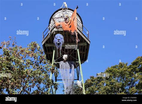 Halloween water tower Long Island NY Stock Photo - Alamy