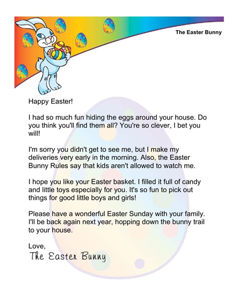 Easter Bunny Letter Template
