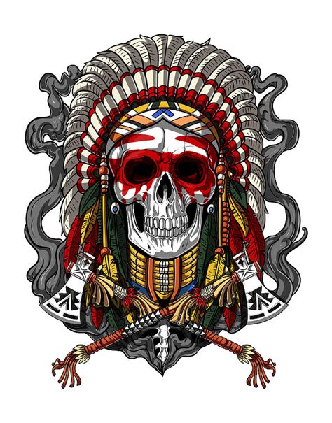 Native American Chief Skull Digital Art By Nikolay Todorov Pixels
