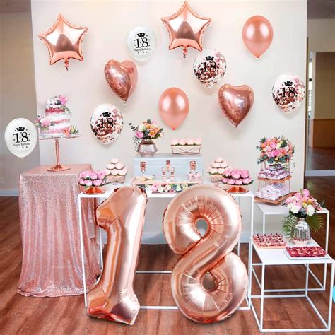 Th Birthday Decorations Party Supplies Rose Gold Birthday