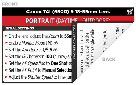 Sample Canon T4i 650d Cheat Sheet Photography Cheat Sheets