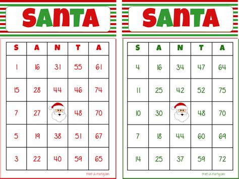 Free, printable baby shower bingo cards that your guests will simply adore. Santa Bingo Game - Different Cards - INSTANT DOWNLOAD for ...