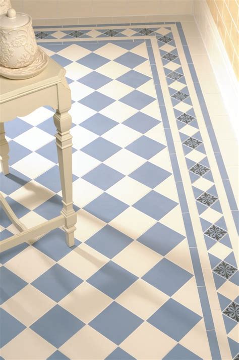 Victorian Floor Tiles Dorchester Pattern In Dover White And Blue With