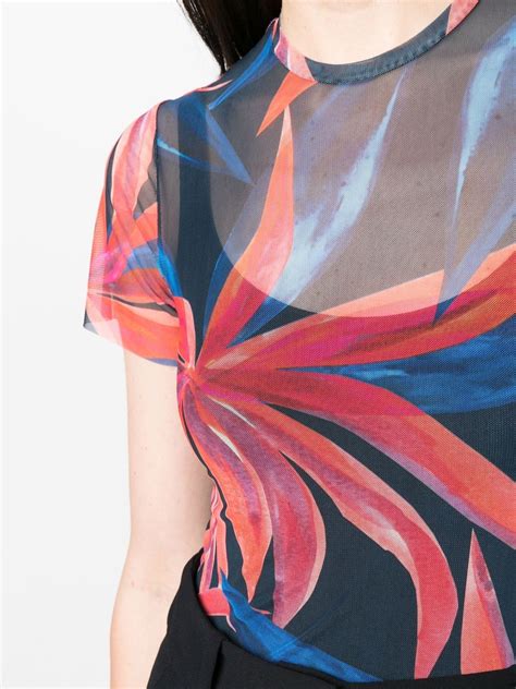 Louisa Ballou Floral Print Sheer Design T Shirt Farfetch