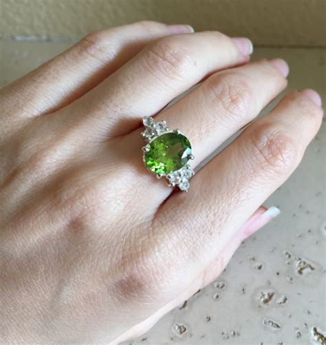 Peridot Engagement Ring August Birthstone Ring Unique Engagement Ring