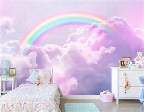 Rainbow Wall Mural Photo Wallpapers Of Toe Sky Skyline Etsy Girl