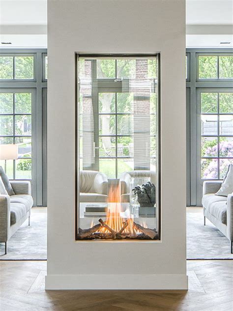 See Through Fireplace Vertical Fireplace Designer Fireplace Modern