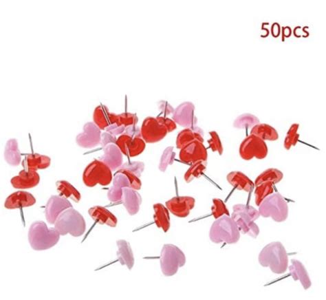 Heart Shape 50pcs Plastic Quality Cork Board Safety Colored Push Pins Thumbtack Office School