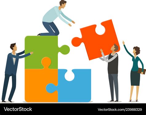 Teamwork Concept Business People With Puzzle Vector Image