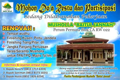 Masjid Baitul Jannah Rw Perum Permata Tangerang Design Spanduk Untuk Pembangunan