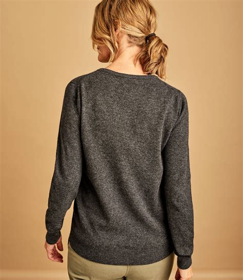 Dark Charcoal Cashmere And Merino Crew Neck Knitted Jumper Woolovers Au