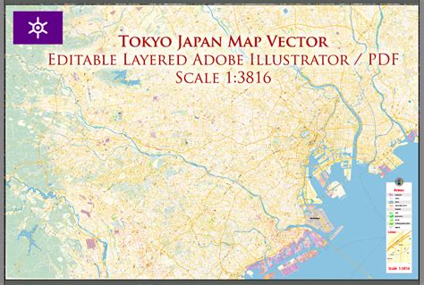 Later japanese maps, produced in the late edo and throughout the meiji period, draw heavily upon even so, japan's isolationist policy kept most western maps from reaching japan so even 19th. Tokyo Japan PDF Map Vector Exact City Plan High Detailed Street Map editable Adobe PDF in layers