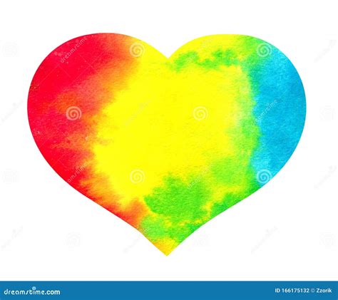 Watercolor Rainbow Heart Lgbt Lesbian Gay Love Symbol Stock Illustration Illustration Of