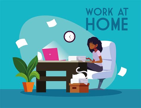 Young Female Freelancer Working At Desk From Home 1237860 Vector Art At
