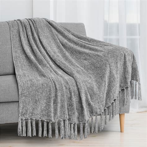 fluffy chenille knitted throw blanket decorative fringe for bed sofa couch chair ebay