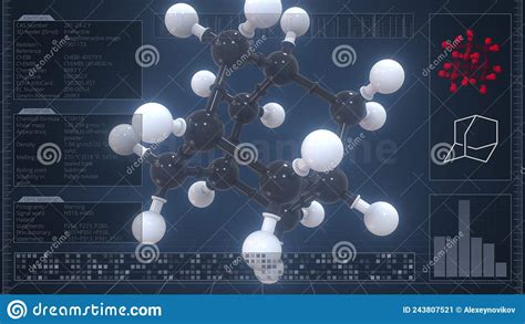 Overview Of The Molecule Of Adamantane On The Computer Screen 3d