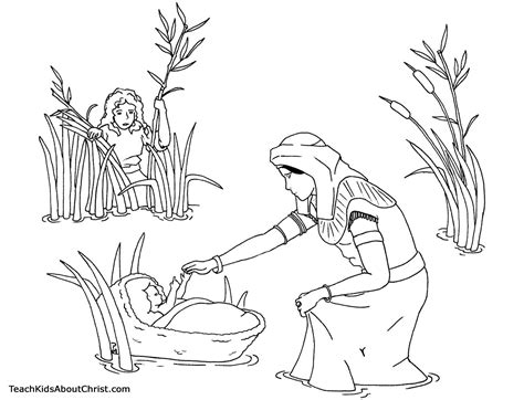 Supercoloring pages miriam and baby moses version. Baby Moses Coloring Page | Bible coloring pages, Bible ...