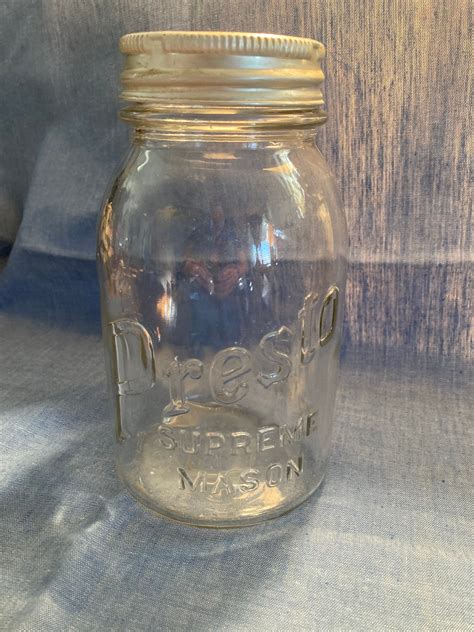 Vintage Presto Glass Jar Glass Lid Top Etsy