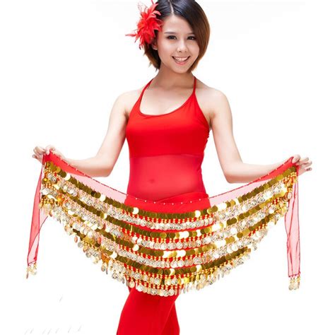 Lady Women Belly Dance Costume Bellydance Hip Scarf Belly Dancing Belt With 5 Layers 288 Coins